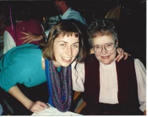 Celebrating a joint 115th birthday with Grandma Mary Sullivan, 1989.